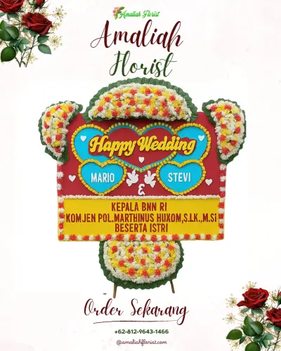 Karangan Papan Bunga Pernikahan di Keramasan
